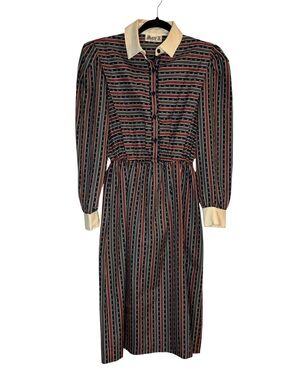 Vintage 70’s-80’s Act 1 Striped Shirt Dress with Contrast Collar